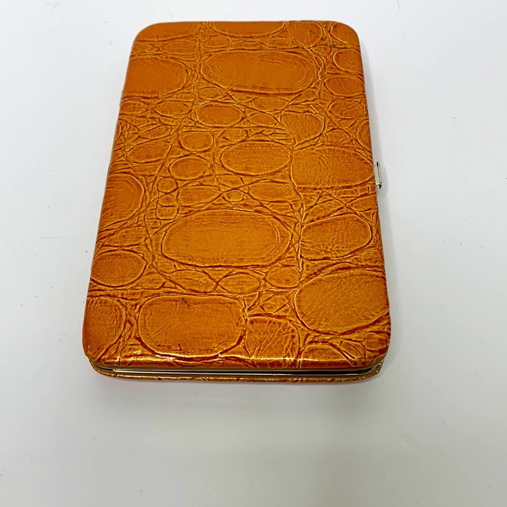 Vintage Burnt Orange Snap Weatherproof Wallet Clutch | Money Card Change Holder